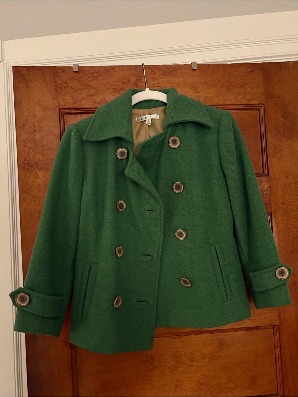 Green Double-Breasted Wool Pea Coat